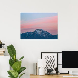 Beautiful sunset sky above mountain Storžič, Slove Poster