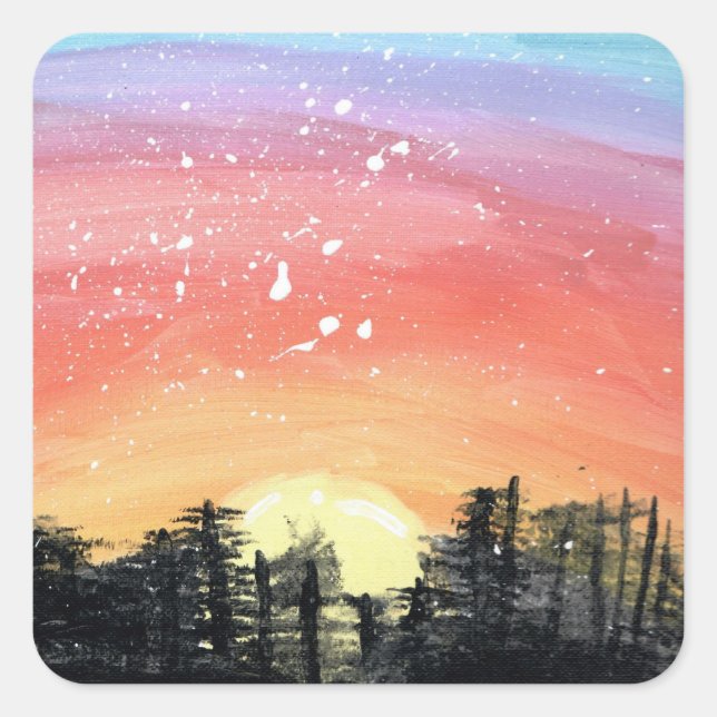 Beautiful Sunset Square Sticker (Front)
