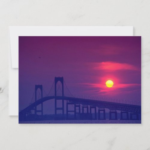Beautiful Sunset: Sun setting over a bridge, Newpo Invitation