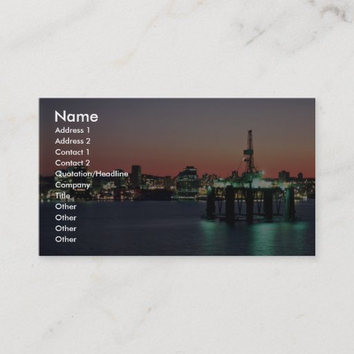 Customizable Beautiful Sunset: Sunset off newly built oil rig, Business Card