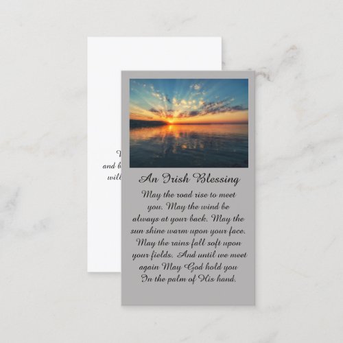 Beautiful Sunset Sympathy Prayer Card