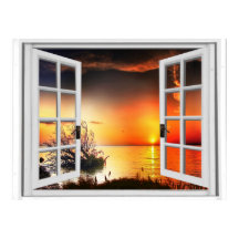 Beautiful Sunset View Fake Window