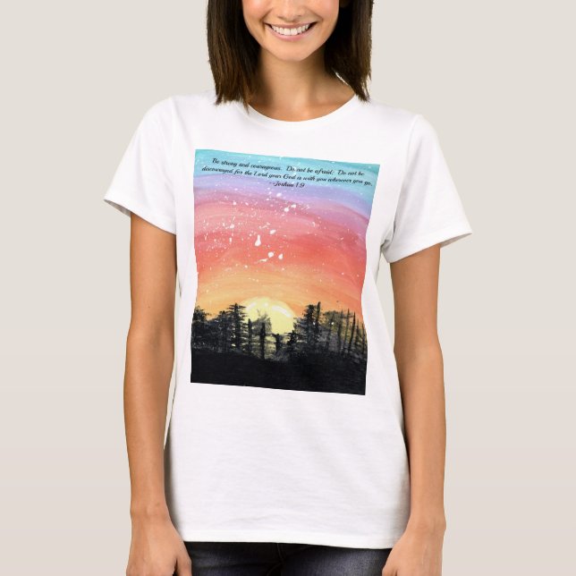 Beautiful Sunset with verse from Joshua T-Shirt (Front)