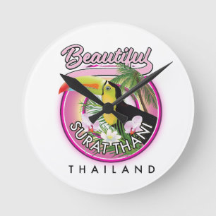 Beautiful Surat Thani thailand logo Round Clock