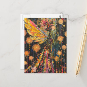 Beautiful Surreal Colorful Dandelion Fairy Postcard