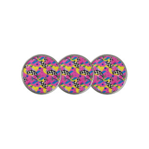 Beautiful Surreal Pink and Checkerboard Pattern Golf Ball Marker