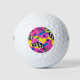 Beautiful Surreal Pink and Checkerboard Pattern Golf Balls