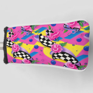 Beautiful Surreal Pink and Checkerboard Pattern Golf Head Cover