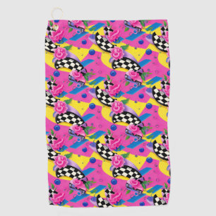 Beautiful Surreal Pink and Checkerboard Pattern Golf Towel