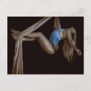 Beautiful Suspended Aerial Silk Performer Postcard
