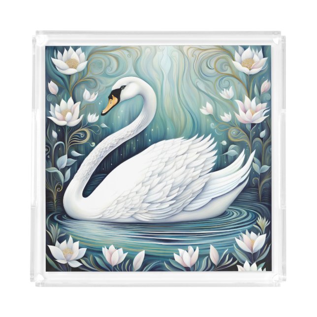 Beautiful Swan Acrylic Tray (Front)