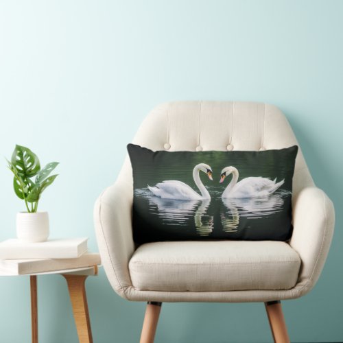 Beautiful Swan And Peacock Print Throw Pillow