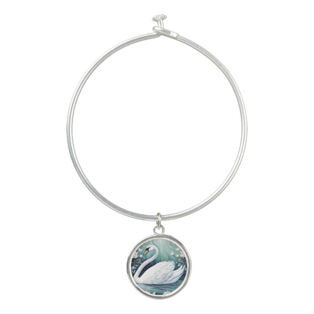 Beautiful Swan Bangle Bracelet (Front)