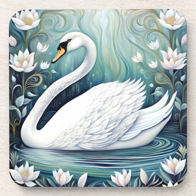 Beautiful Swan Beverage Coaster (Front)
