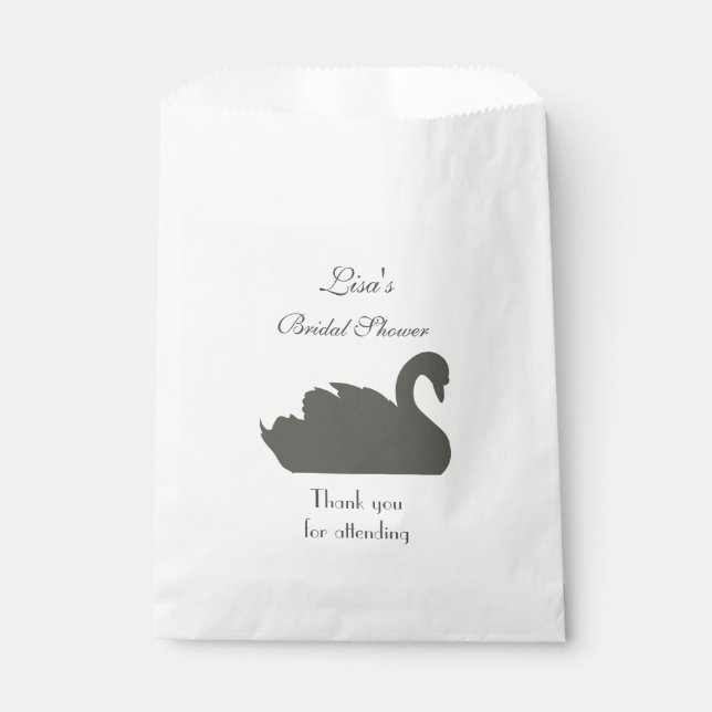 Beautiful Swan Bridal Shower Favor Bag (Front)