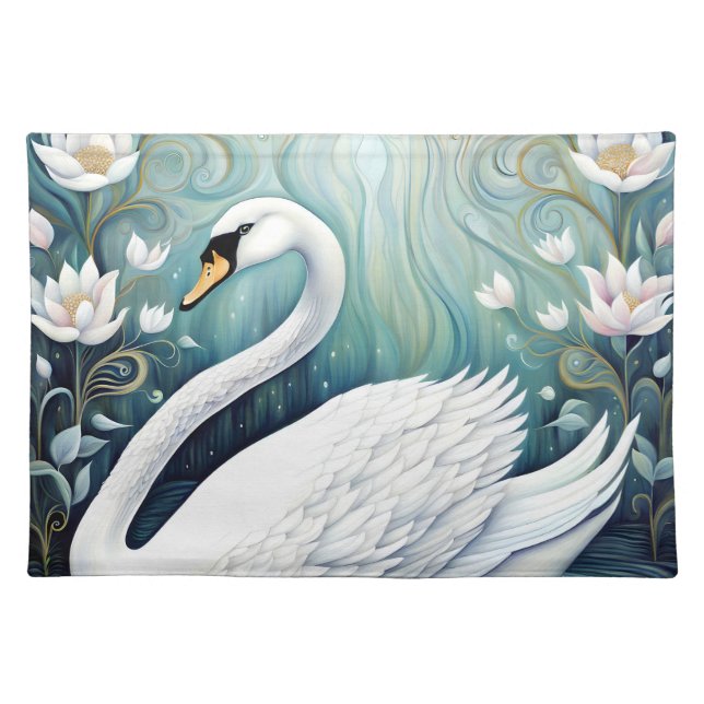 Beautiful Swan Cloth Placemat (Front)