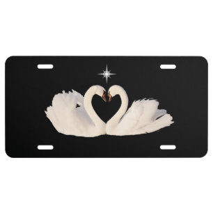 Beautiful Swan Couple on Black License Plate