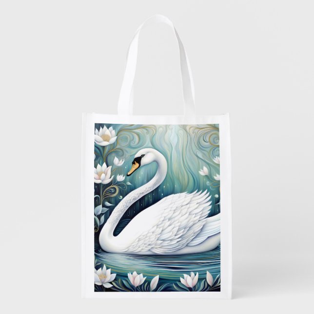 Beautiful Swan Grocery Bag (Front)
