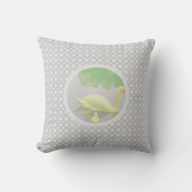 Beautiful Swan Lake Throw Pillow (Front)