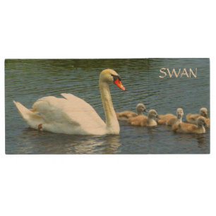 Beautiful swan lake wood flash drive