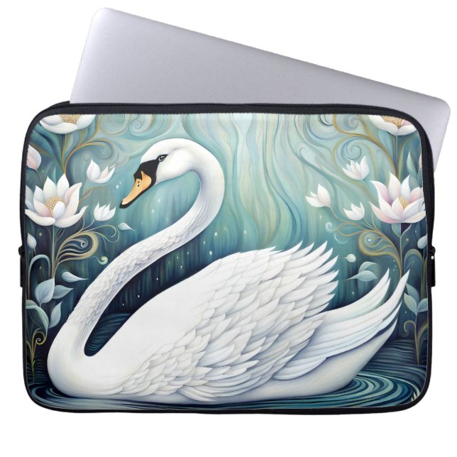 Beautiful Swan Laptop Sleeve (Front)
