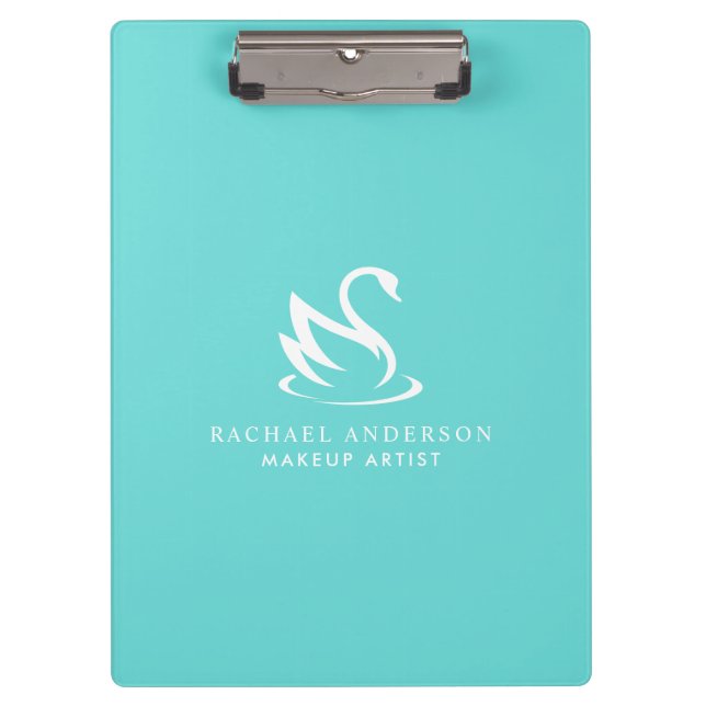 Beautiful Swan Minimalist Logo and Name Clipboard (Front)