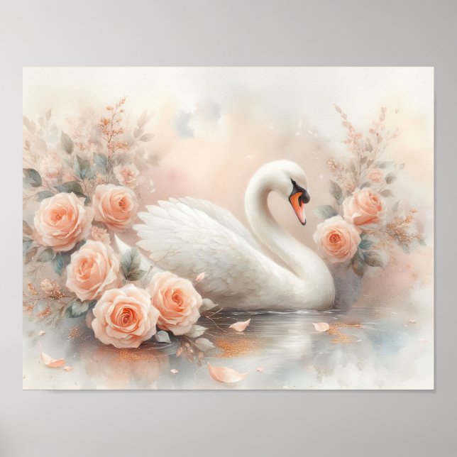 Beautiful Swan Painting Poster (Front)
