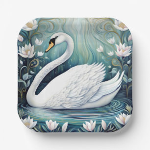 Beautiful Swan Paper Plates