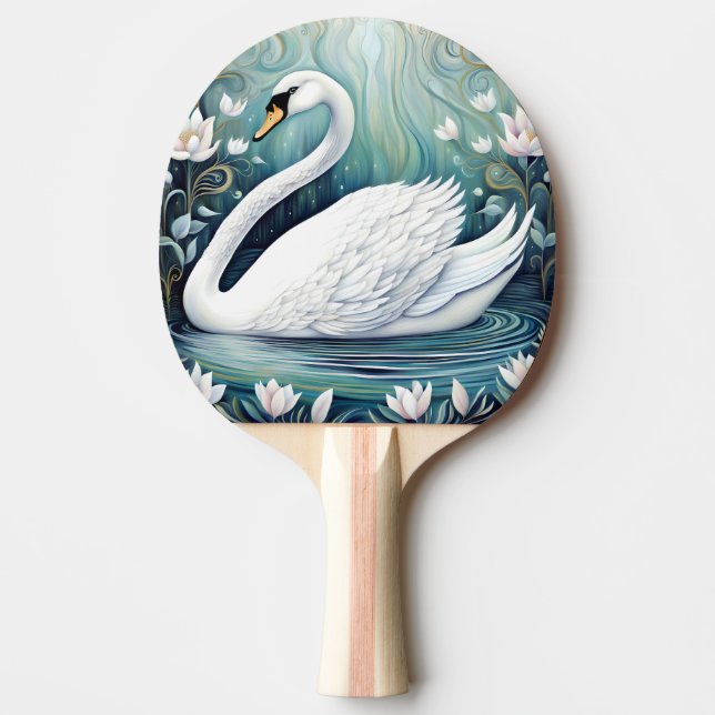 Beautiful Swan Ping Pong Paddle (Front)
