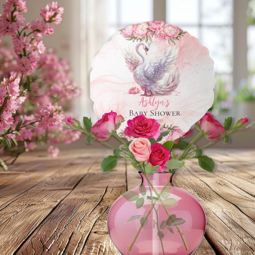 Beautiful Swan Pink Floral Girl Baby Shower Balloon