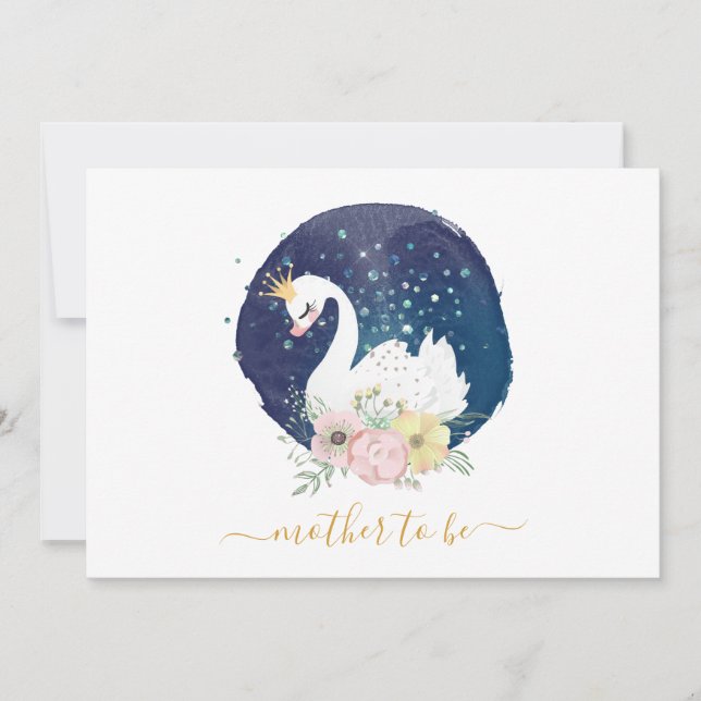 Beautiful Swan Pregnancy Announcement Card (Front)