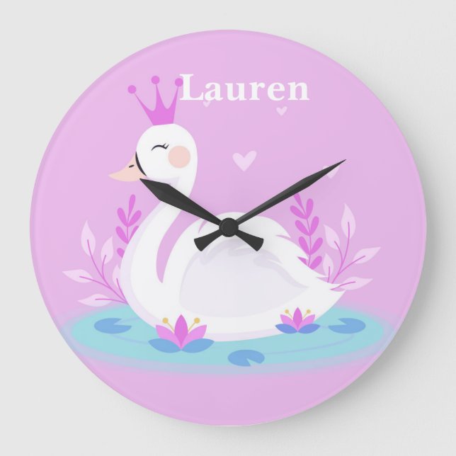 Beautiful Swan princess theme Large Clock (Front)