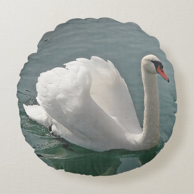 Beautiful swan round pillow (Front)