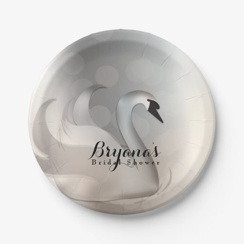Beautiful Swan Silver Chic Elegant Party Paper Plates