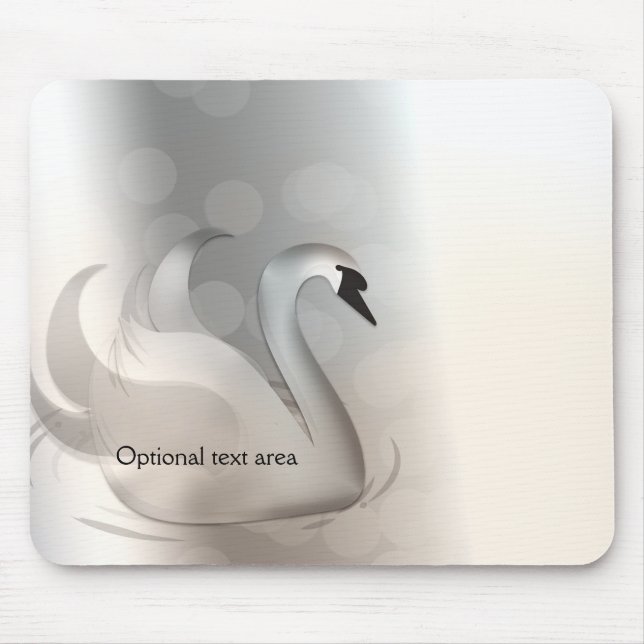 Beautiful Swan Silver Elegant Custom Chic Mouse Pad (Front)