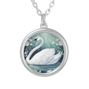 Beautiful Swan Silver Plated Necklace