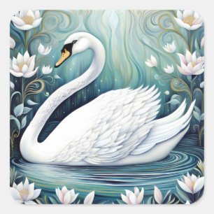 Beautiful Swan Square Sticker