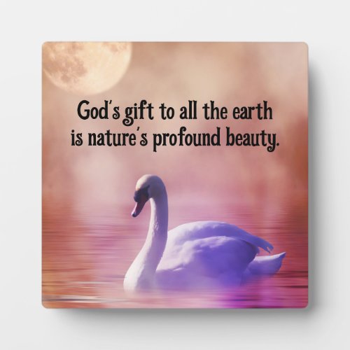 Beautiful Swan Tabletop Plaque with Easel