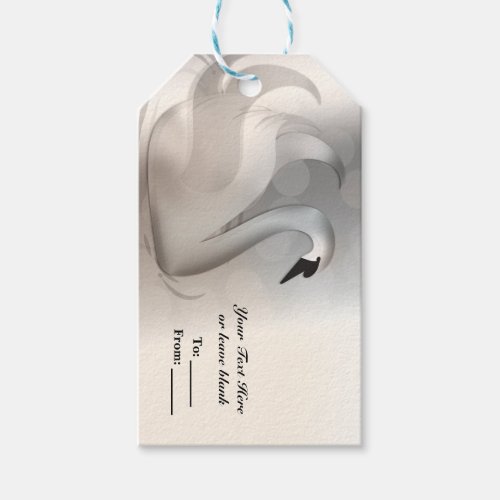 Beautiful Swan White  Silver Elegant Custom Favor Gift Tags