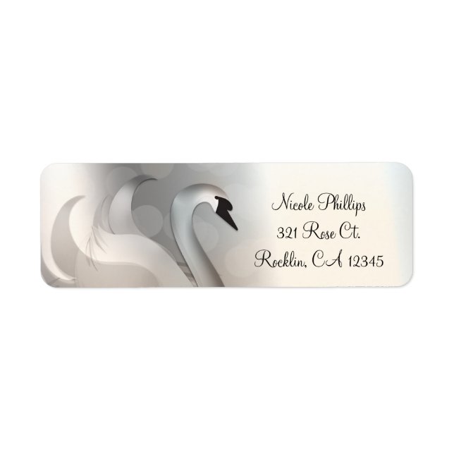 Beautiful Swan White & Silver Elegant Invitation Label (Front)