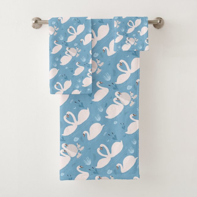Beautiful Swans Bath Towel Set (Insitu)