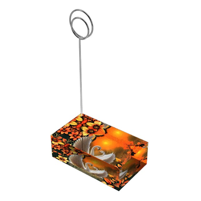 Beautiful swans in love. place card holder (Corner)