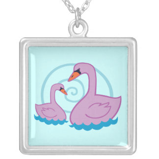 Beautiful Swans Silver Plated Necklace