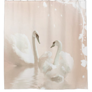 Beautiful Swans Watercolor Shower Curtain