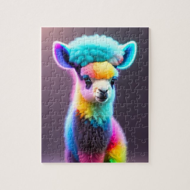 Beautiful Sweet Colorful Cute Fluffy Little Llama Jigsaw Puzzle (Vertical)