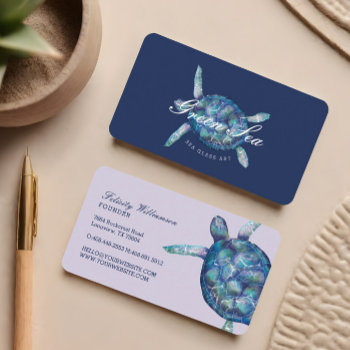 Beautiful Swimming Ocean Sea Turtle Illustration Business Card by moodthology at Zazzle