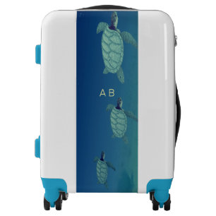 Beautiful Swimming Sea Turtles and Monogram Luggage