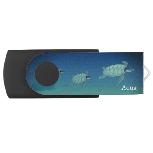 Beautiful swimming sea turtles flash drive