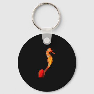 Beautiful Swimming Seahorse Figure On Front Keychain