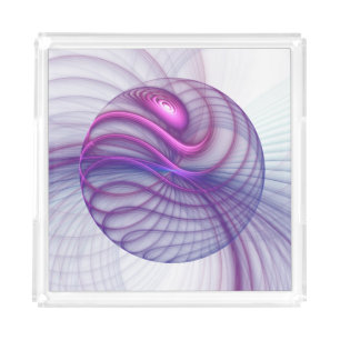 Beautiful Swing Modern Abstract Fractal Art Pink Acrylic Tray